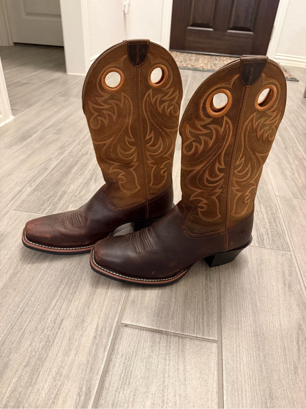 Ariat Two-Tone Brown and Tan Western Pull-On Boots